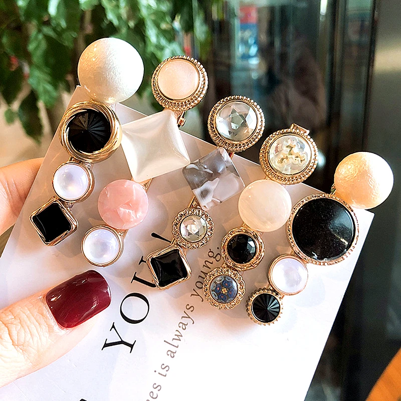 

HZ 2019 New Alloy Hair Clip Imitation Pearls Barrettes Vintage Resin Hair Grip Fashion Hairpins Hair Accessories for Women Girls
