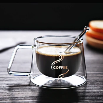 Heat Insulation Glass Coffee Mug, Double Wall Glass Coffee Tea Cups Drinkware Milk, 6.8oz/200ml Espresso Coffee Milk Latte Cup 1