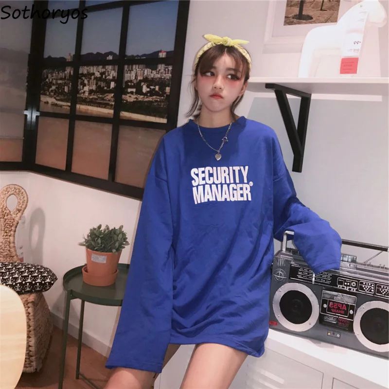 

T-shirts Women Long Sleeve Trendy Printed All-match Korean Style Female Loose Simple O-Neck Harajuku Hip Hop Womens Students New