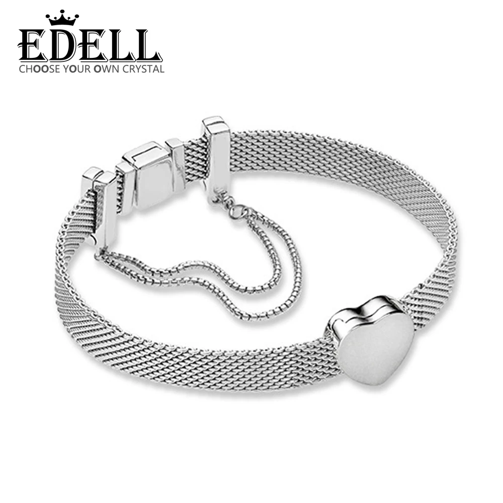 

EDELL 100% 925 Sterling Silver Reflexions Heart Clip Charm Reflexions Safety Chain Reflexions Shining Elegant Gift Set B800956