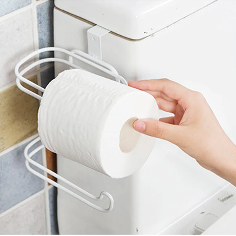 Iron 2 Layers Toilet Roll Paper Hooks Shelf Bathroom Hanging Organizer