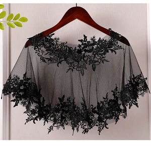 Formal Woman's Black Lace Jacket Wraps Shawl Wild Bridal Evening Party Wedding Ladies Scarf