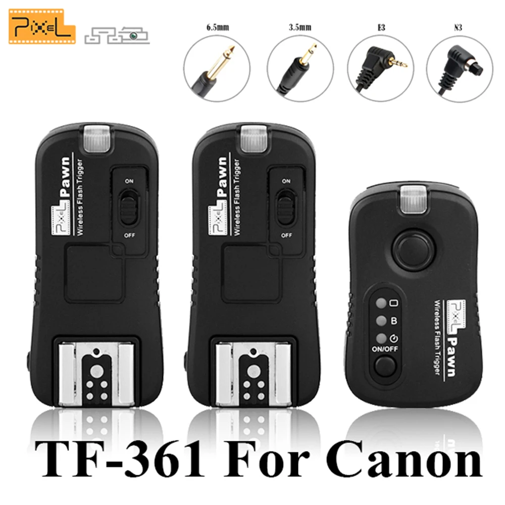 

Pixel Pawn TF-361 Wireless Remote Control Shutter Release 1pcs Transmitter 2pcs Receiver For Canon EOS 7D 40D 30D 20D 10D 750D