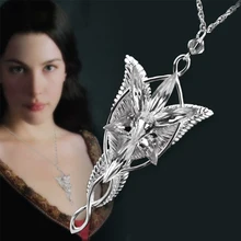 Colar com pingente lord of the lotr s925, colar feminino de prata esterlina arwen star, joias para presente