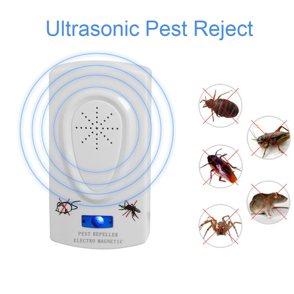 

EU/US Plug 1pc Ultrasound Mouse Cockroach Repeller Device Insect Rats Spiders Mosquito Killer Pest Control Household Pest Reject