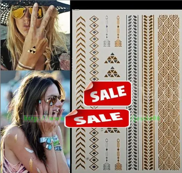 341 19 De Réductionor Argent Métallique Paillettes Temporaire Tatouages Bijoux Autocollants Femmes Sexy Corps Oeil Visage Dos Cou Imperméable Art