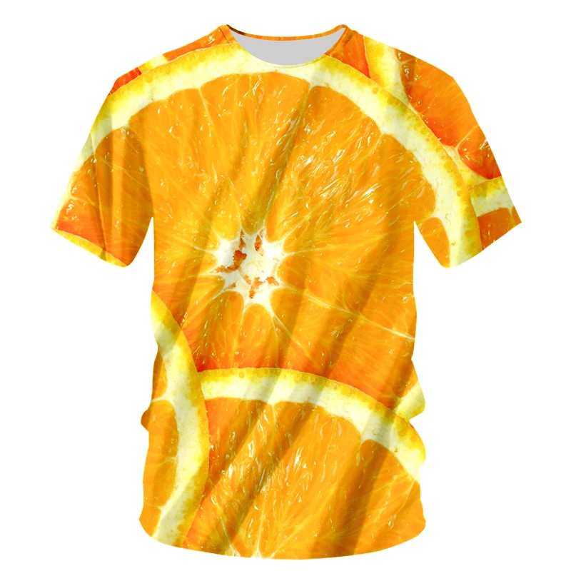 Orange t shirts Модная забавная футболка с фруктами, Мужская футболка, 6XL, ананас, оранжевый принт, Harajuku, топы, футболка, повседневная, короткий рукав, Мужская 3D футболка - Цвет: Orange t shirts