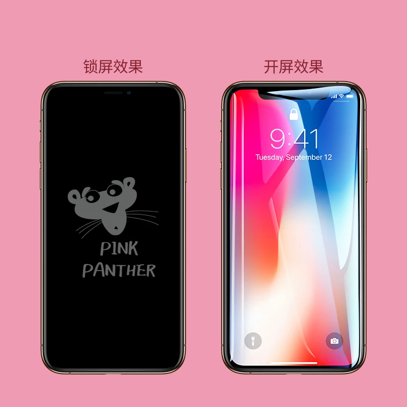 

Invisible Stealth Pattern Pink Panther Pattern 9H Tempered Glass Screen Protector Film For iPhone 6 6S 7 8 Plus X XR XS MAX