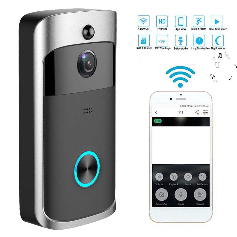 

Smart Wireless WiFi Door Bell IR Visual Camera Record Webcam Camcorder Home Security System Doorbells