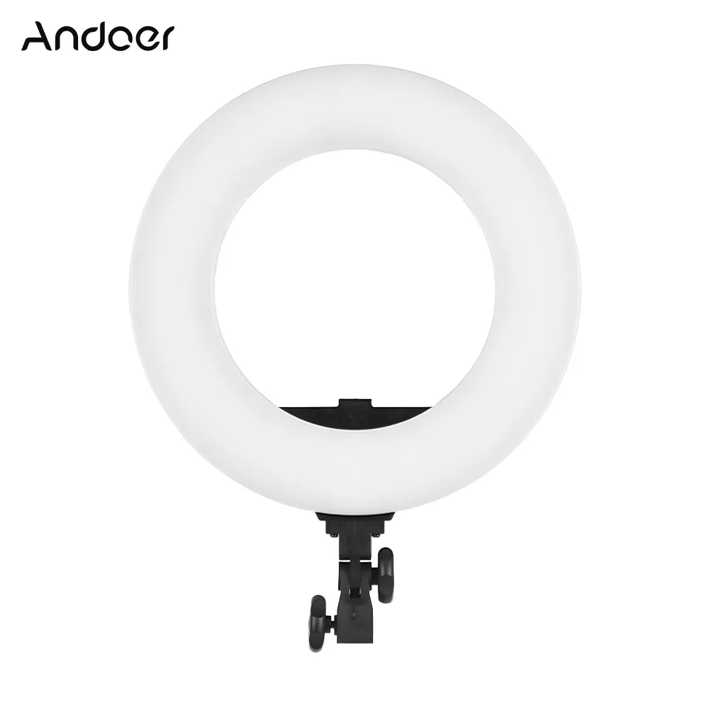 

Andoer HD-14S 14 Inch Studio Ring Light 36W 3200-5600K Bi-Color Dimmable LED Video Light Lamp Digital Photographic Lighting