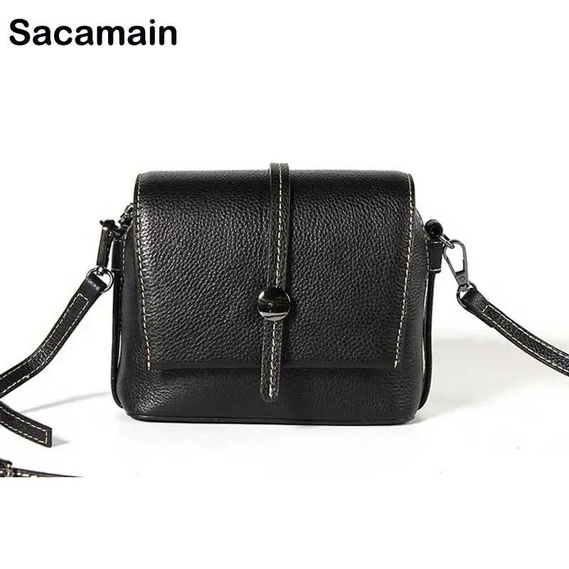

Sacamain Brand Casual Shoulder Bags Women Small Messenger Bags Ladies Retro Design Handbag Cow Leather Female Crossbody Bag