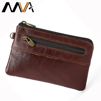 

MVA Men's Wallet Male Genuine Leather Key Ring Coin Purse for Men Small Wallets Zipper Mini Credit Card Holder Money Bag 8118