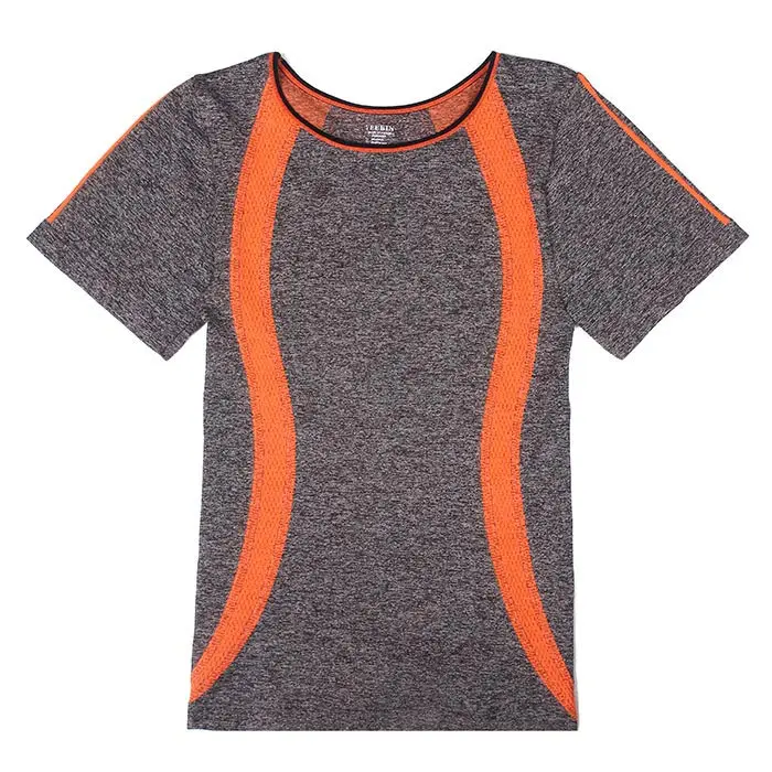 BINAND женские стильные спортивные рубашки с коротким рукавом для йоги, профессиональные эластичные Топы контрастного цвета для фитнеса, футболки для бега и отдыха - Цвет: Оранжевый