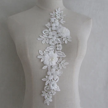 

1pc white DIY Embroidered Polyester Venise Embellishment Sewing Applique Floral Lace Neckline Collar Trim Clothes Supplies Craft