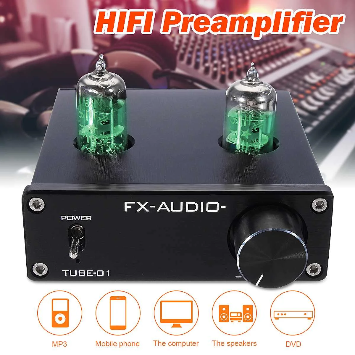 

FX-AUDIO TUBE-01 Bile Preamp Tube Amplifier Preamp Bile Buffer 6J1 HIFI Preamplifier DC 12V Professional Amplifier