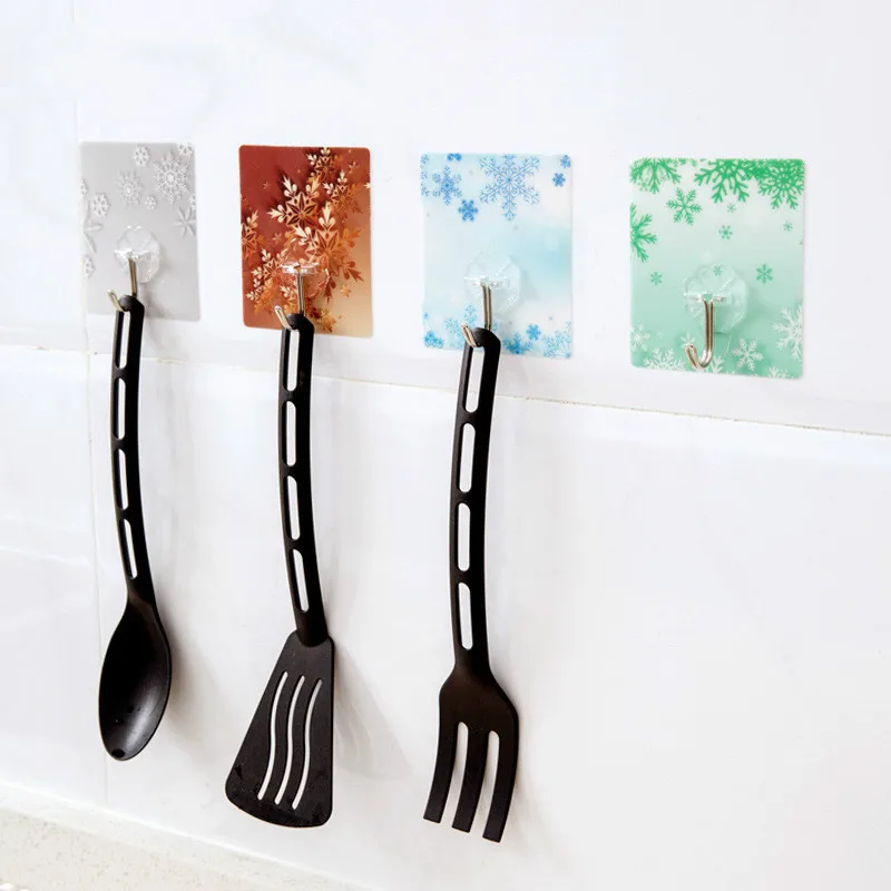 

5pcs New Wall-mounted Strength Sticking Hooks PVC Kitchen Organizer Hanger Waterproof Storage Adhesive Hooks Bathroom Tools