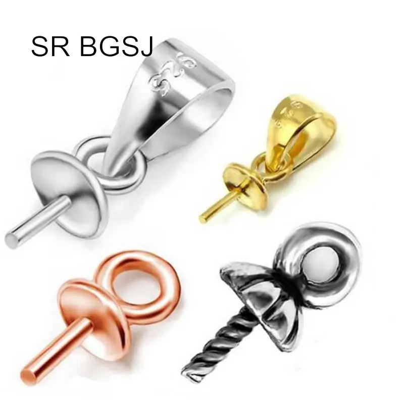 

Free Shipping 10pcs Jewelry Making DIY S925 Silver Stud Bail Pendant Bail Head Connector