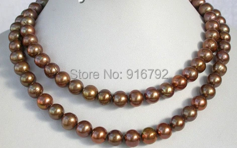 

YH@CS >>>>CLASSIC 32"11mm round coffee freshwater Pearls necklace