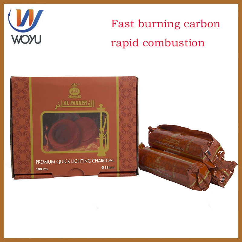 

1 box al fakher charcoal 100pcs 33mm quickly light charcoal shisha hookah Hookah accessories smoking pipe tobacco Hookah carbon