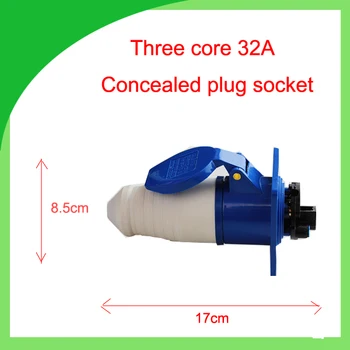 

32A 220V waterproof industrial plug and socket IP44 single phase 3 pin concealed plug socket