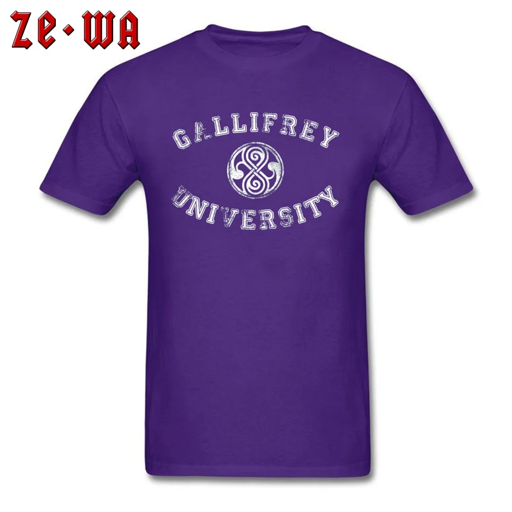 Birthday Gallifrey University -1427 T Shirts for Men Fitted Labor Day O Neck Cotton Fabric Short Sleeve T Shirts Tee-Shirt Gallifrey University -1427 purple