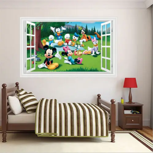 Limit 100 Cartoon Mickey Minnie Mouse baby home decals wall stickers for kids room baby bedroom wall art nursery park DIY poster