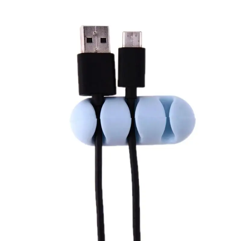 Новый 2 шт Мягкий силиконовый зажим для кабеля мобильного телефона USB органайзер
