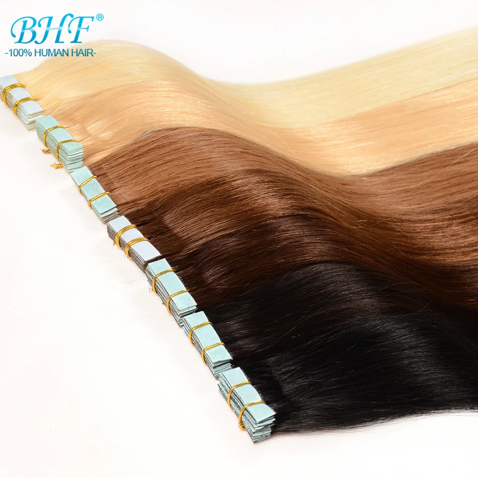 Прямые волосы для наращивания BHF на ленте 613 # блонд 20 шт. Remy|tape in|tape in extensionstape human hair