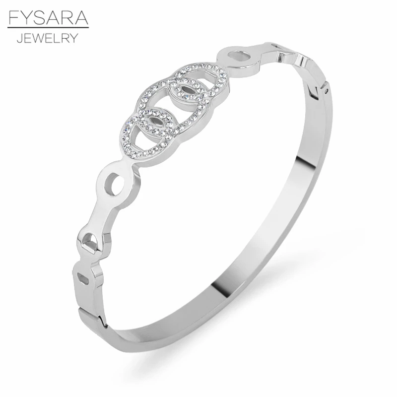 Fysara Famous Brand Circle Hollow Round Bracelets Cubic Zirconia