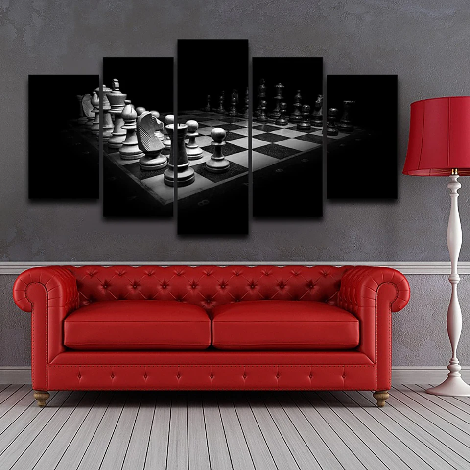 Современная живопись на холсте рамки 5 панель Шахматная Модульная картина настенная работа украшения дома плакаты гостиная HD с принтом