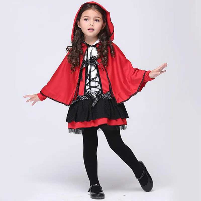 Girls Little Red Riding Hood Dress Costumes 2016 Halloween -9958