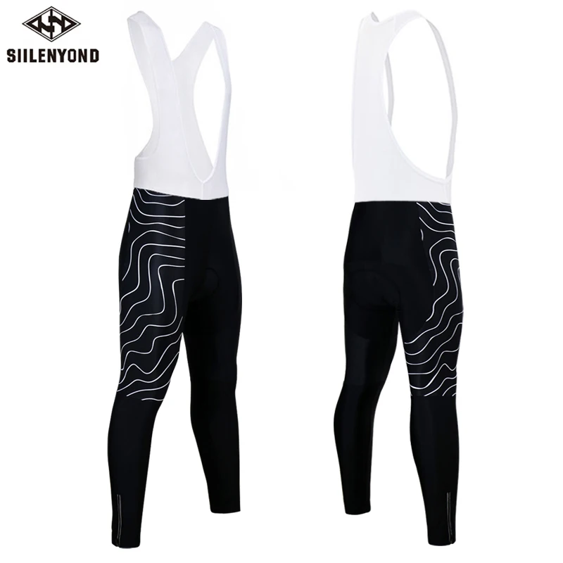 Bib Cycling Pant Siilenyond зимние термофлисовые велосипедные комбинезоны Pro MTB велосипедные брюки гоночные велошорты с 3D гелевой подкладкой для мужчин - Цвет: Bib Cycling Pant