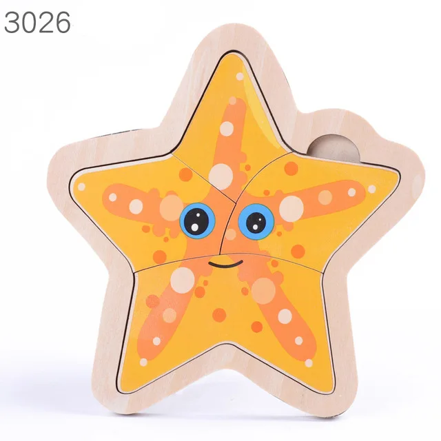 Wooden Baby Toy 3D Puzzles Jigsaw Board Colorful Animals Vehicles Fruts Cartoon Shapes Puzzle Toy for Children Baby Boys Girls 31