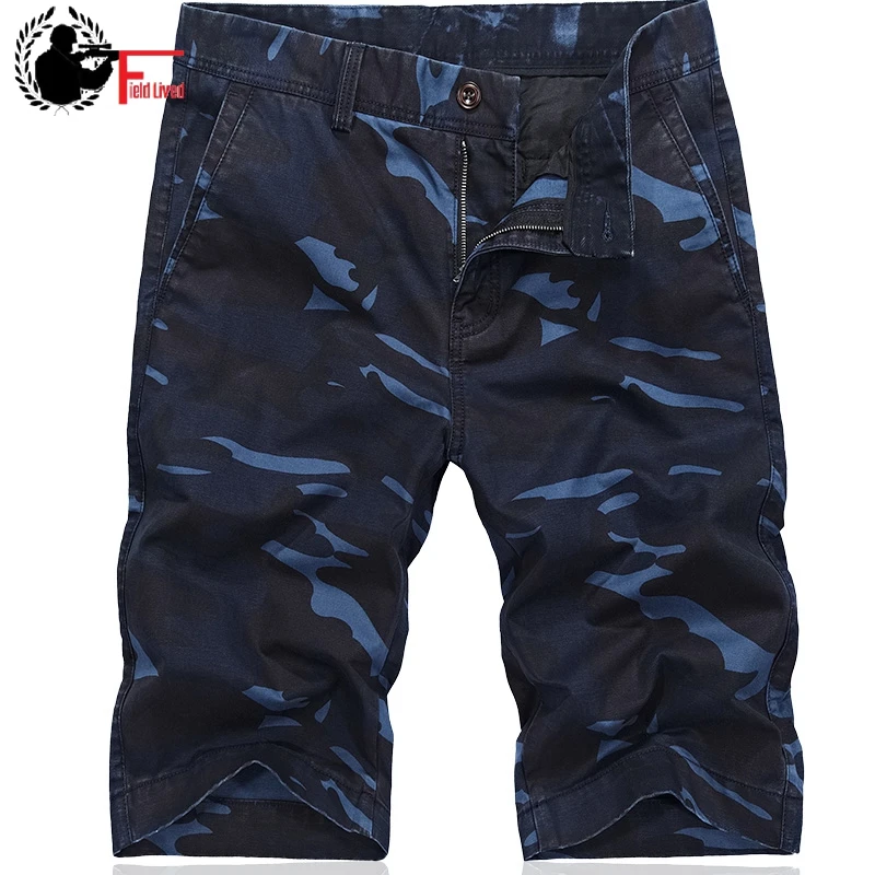 

Mens Military Cargo Shorts Camouflage 2019 Casual Style Straight Cotton Breeches Men Blue Camo Short Pants Bermudas Male Size 42