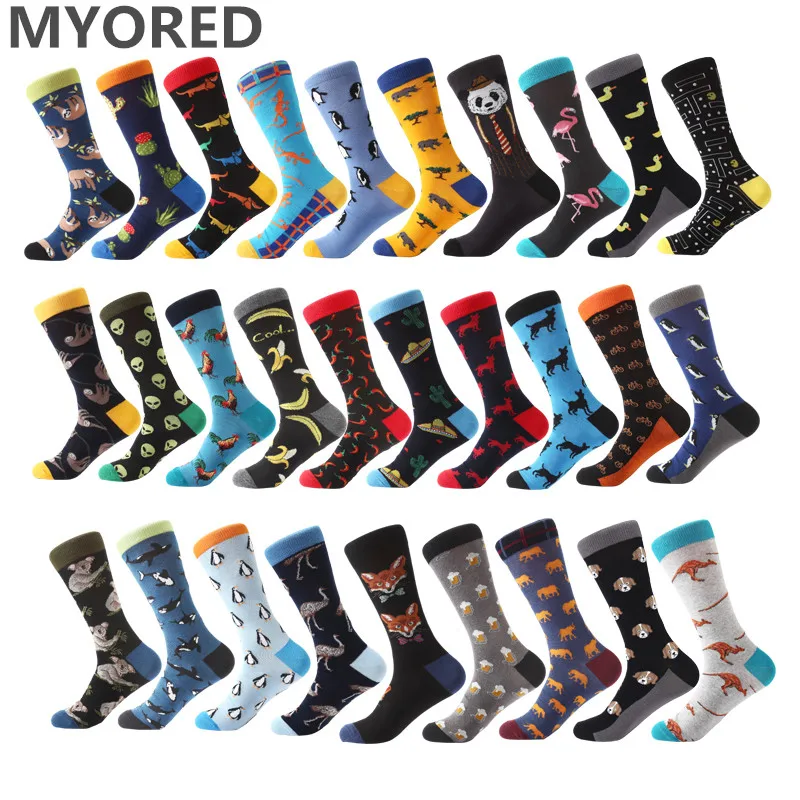 

USA brand new Men Women animal alien bear chili cat Novelty Socks Cotton Harajuku funny Socks Hip Hop Mens crew knee high socks