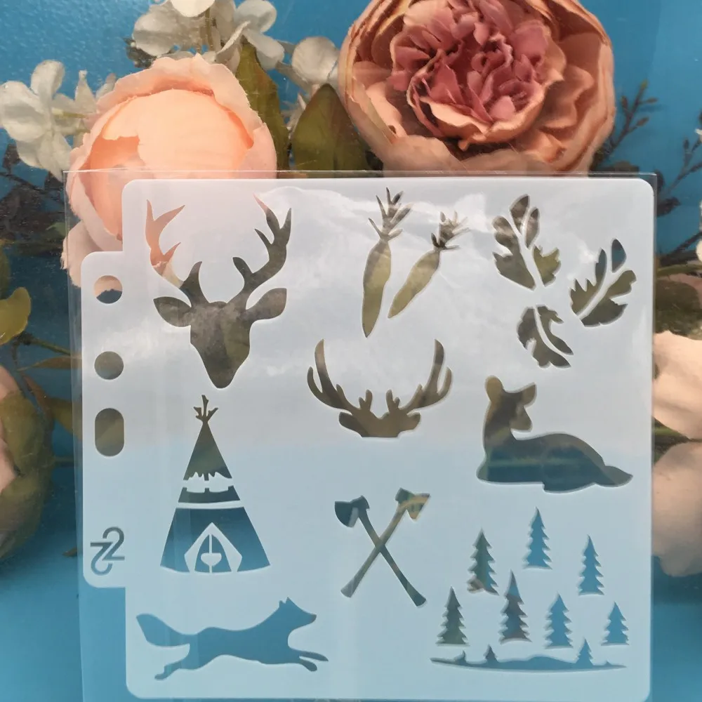 

14cm Deer Fox Animals DIY Craft Layering Stencils Wall Painting Scrapbooking Stamping Embossing Album Paper Card Template S62
