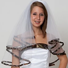 Свадебные камуфляжные края Обрезанные 2 слоя Свадебные вуали Короткие