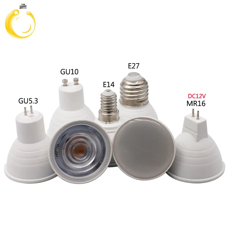 

1PCS/Lot LED Spotlight E14 E27 GU10 GU5.3 AC220V led dimmable 9W LED MR16 12V warm white/White LED