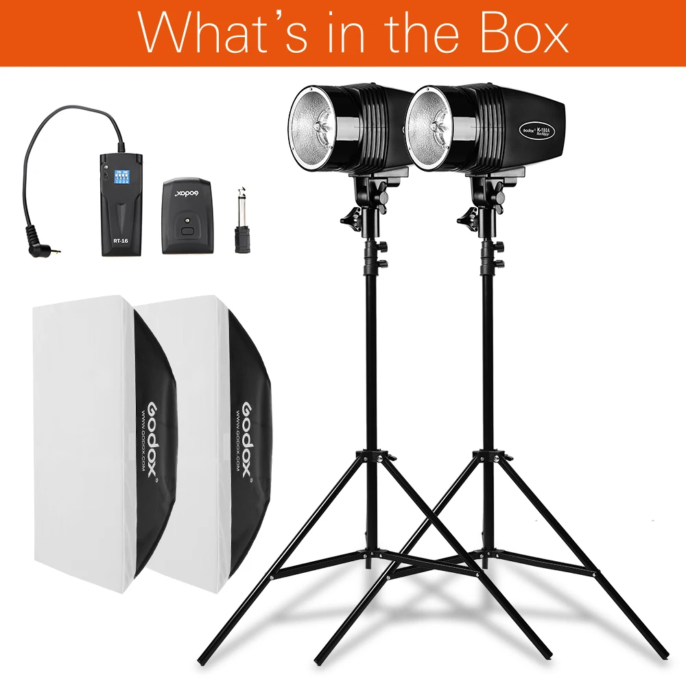 Godox 360Ws 2x180Ws стробоскоп студия светильник с триггером 2x50x70 см софтбокс 2x190