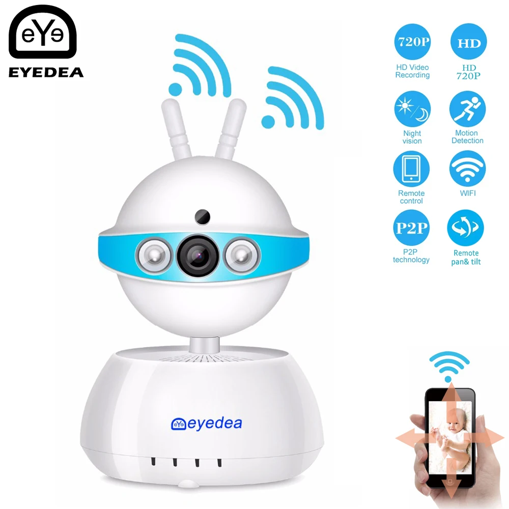 

Eyedea Mini HD IP Camera WiFi Wireless 720P Motion Detection Security Camera Baby Monitor & IR-CUT Surveillance Camera