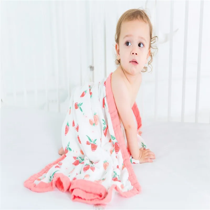Muslin Tree Two Layers 70% Bamboo 30% Cotton Gauze Newborn Supplies Broad Edge Baby Swaddle Child Dream Blanket 120X120cm