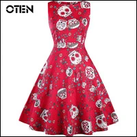 OTEN-woman-dress-summer-Polka-Dot-Floral-Flower-Pineapple-Sugar-Skull-Printed-Vintage-50s-60s-pin