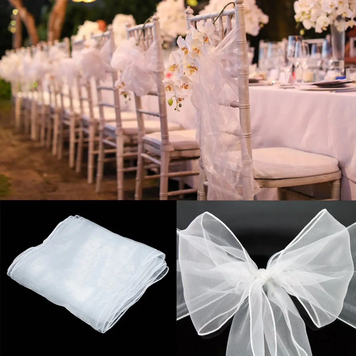 100pcs Lot Chair Sashes Organza 9 Color Cloth Cover Wedding Party