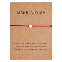 10*7.5cm fazer um desejo papper cartão amor tecido ajustável pulseira moda jóias presente para as mulheres, homens, crianças