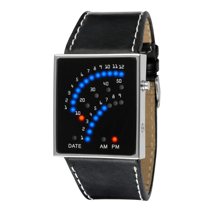 Идеальный подарок для женщин и мужчин футуристический стиль многоцветный кожаный светодиодный спортивные наручные часы леверт Прямая поставка Jan5-17