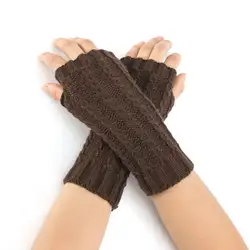 1 пара новая мода Для мужчин и женские вязаные рукавицы сетки перчатки без пальцев поворот Мягкий популярная теплая зимняя длинные перчатки