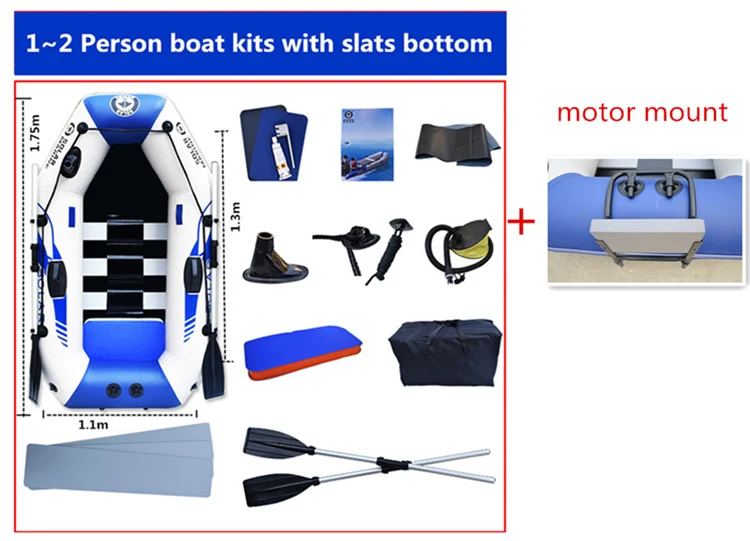 175 см ПВХ лодка износостойкая 2-Person надувные каяк Рыбацкая лодка+ Воздушная палуба дно+ e-мотор для наружной рыбалки - Цвет: SET D