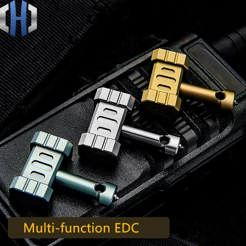 

Titanium Alloy Hammer EDC Outdoor Multi-function Tool Self-defense With Tungsten Steel Head Man Pendant