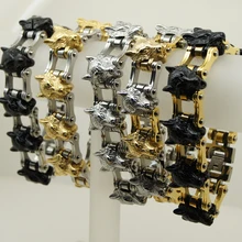 5 цвет серебро/золото/черный Прохладный и тяжелый 158 г мужчин/мальчик волк Мотоцикл Байкер рок 316L нержавеющая сталь браслет-цепочка