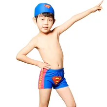 Детские купальные костюмы для мальчиков, плавки с Суперменом, Детские купальники и кепки, пляжная одежда, одежда для серфинга, летний костюм